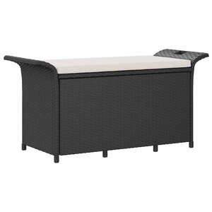 vidaXL Banc de jardin avec coussin noir 116x46x57 cm résine tressée