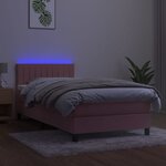 vidaXL Sommier à lattes de lit avec matelas et LED Rose 90x200 cm