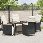 vidaXL Ensemble de Salle à Manger de Jardin de 5 Pièces avec Coussins Noir Poly Rattan