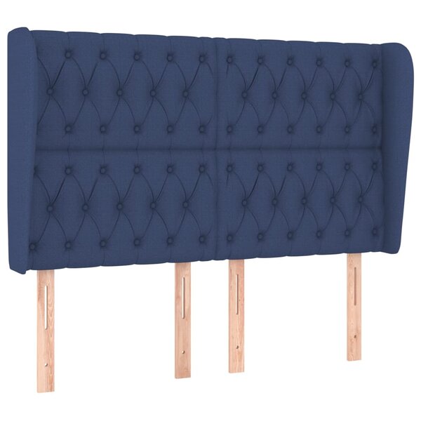 vidaXL Tête de lit avec oreilles Bleu 147x23x118/128 cm Tissu