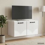 vidaXL Meuble TV mural Montage mural Blanc brillant 59 5 x 31 x 30 cm