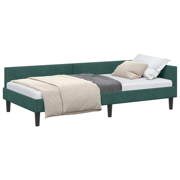 vidaXL Cadre de lit d'angle Vert foncé 80 x 200 cm Velours