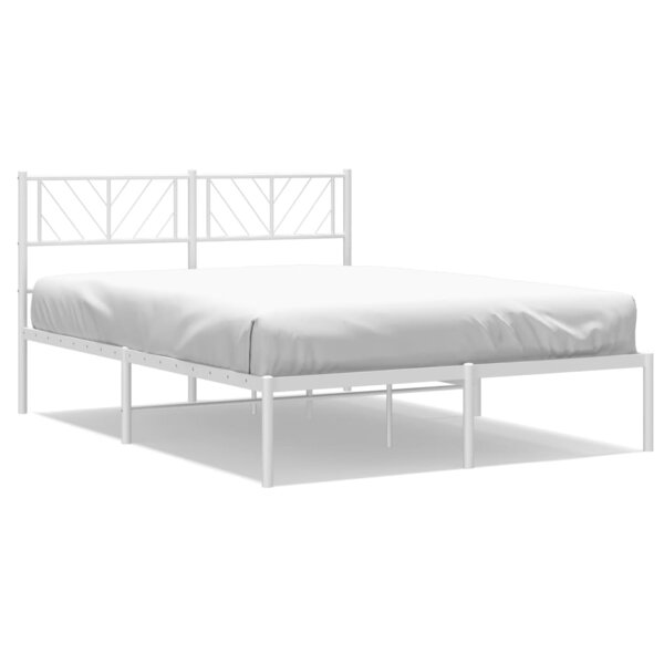 vidaXL Cadre de lit métal avec tête de lit blanc 120x200 cm