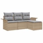 vidaXL Ensemble de canapé de jardin 4 Pièces Beige Poly rotin