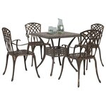 vidaXL Ensemble de tables de jardin 5 Pièces Bronze Aluminium coulé