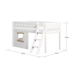 Flexa WHITE Lit mi-hauteur avec echelle inclinee 90 x 200 cm Facades cabane cadre chene Barriere de securite classique Blanc et chene