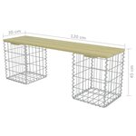 vidaXL Banc à gabion 120 cm Acier galvanisé et pinède