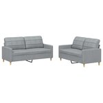 vidaXL Ensemble de canapés 2 Pièces avec coussins Gris clair Tissu