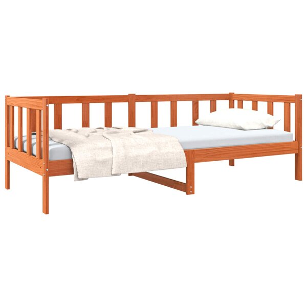 vidaXL Cadre de lit Cire marron 90 x 190 cm Bois de pin massif