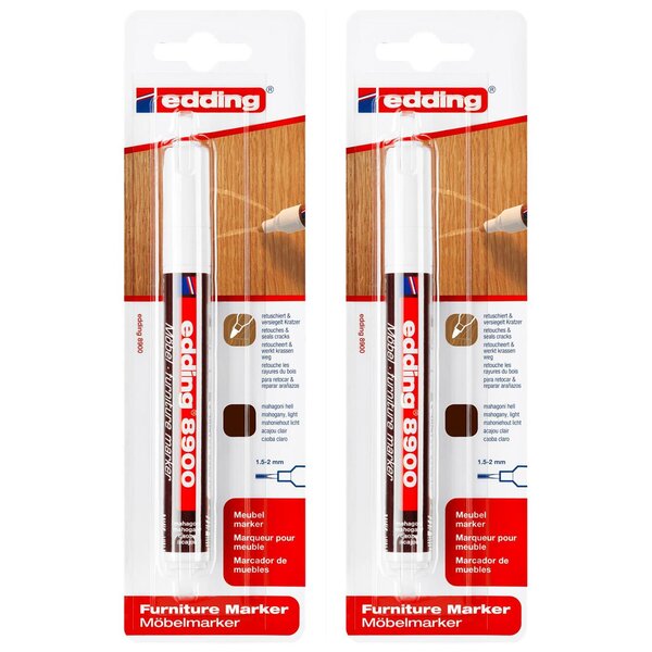 Marqueur Réparation de Meuble 8900 Acajou Clair Pointe Ronde 1 5-2 mm x 2 EDDING