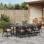 vidaXL Ensemble de salle à manger pour jardin 9 pc Marron polyrotin