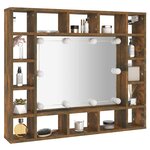 vidaXL Armoire à miroir avec LED Chêne fumé 91x15x76 5 cm
