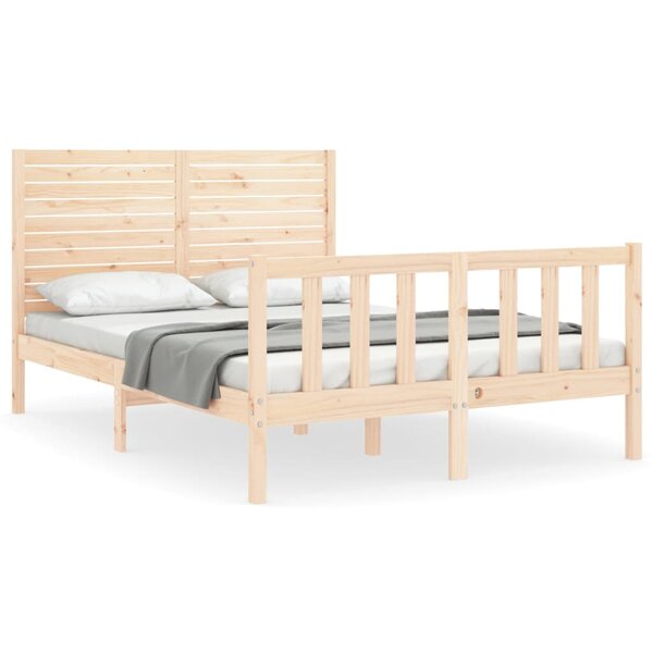 vidaXL Cadre de lit avec tête de lit 140x190 cm bois massif
