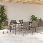 vidaXL Ensemble de salle à manger pour jardin 7 Pièces Gris