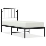 vidaXL Cadre de lit métal avec tête de lit noir 80x200 cm