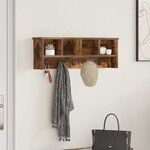 vidaXL Porte-manteau mural avec étagère Chêne fumé 75 x 16 x 26 cm