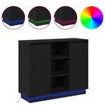 vidaXL Buffet LED Chêne noir 90 x 32 x 75 cm Bois d'ingénierie
