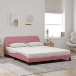 vidaXL Lit avec matelas Dover rose 160x200 cm velours