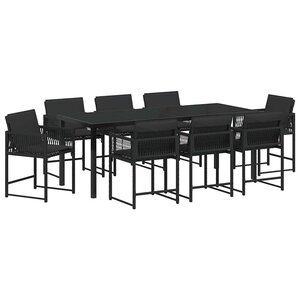 vidaXL Ensemble de salle à manger pour jardin 9 pc Noir polyrotin