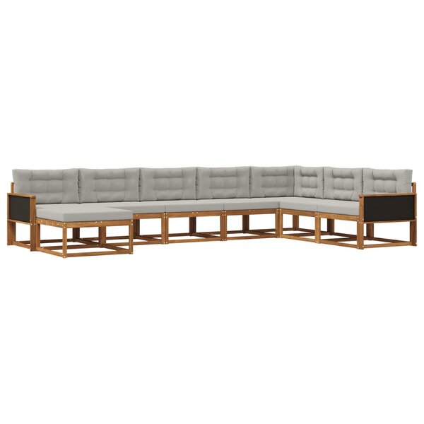 vidaXL Ensemble de canapés d'extérieur 8 pc Naturel et gris clair