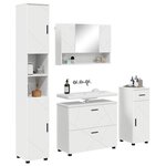 vidaXL Ensemble de mobilier de salle de bain avec tiroir 4 Pièces Blanc