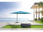 Parasol jardin déporté Alu "Sun 4" - Rectangle - 3 x 4 m - Bleu - Dalles à lester incluses