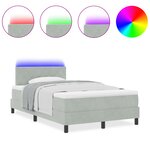 vidaXL Lit à ressorts avec matelas & lumière LED gris clair 120x190 cm en velours