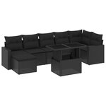 vidaXL Salon de jardin 8 Pièces avec coussins noir résine tressée