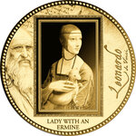 Monnaie LADY WITH AN ERMINE Da Vinci 1/200 Oz Or 5000 Francs Gabon