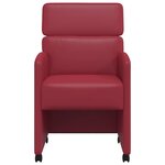 vidaXL Chaises de Salle à Manger avec Roues 2 Pièces Rouge bordeaux