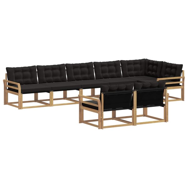 vidaXL Ensemble de canapés d'extérieur 8 pc Blanc et noir