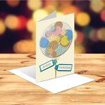 Carte anniversaire ballon et confettis - draeger paris