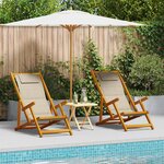vidaXL Chaises de plage pliantes 2 Pièces - Bois d'acacia taupe et textilène