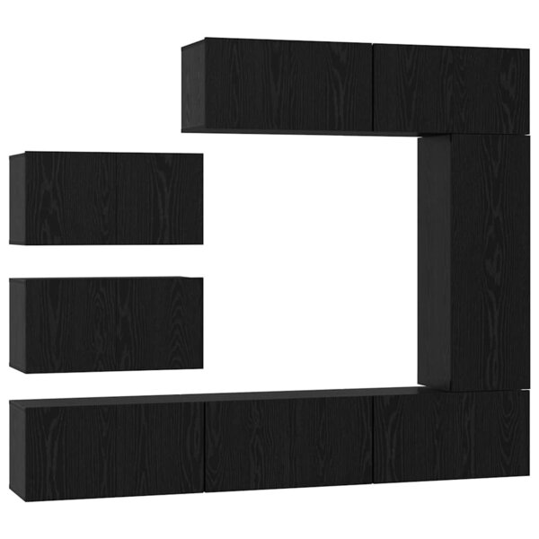 vidaXL Ensemble meuble TV 8 Pièces Chêne noir Bois d'ingénierie