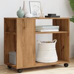 vidaXL Table d'appoint avec roues chêne artisanal bois d'ingénierie