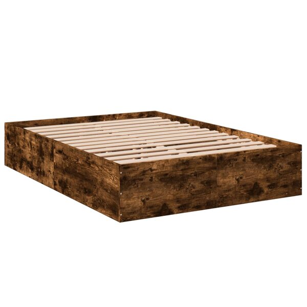 vidaXL Cadre de lit chêne fumé 120x200 cm bois d'ingénierie