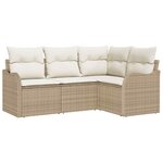 vidaXL Ensemble de canapé de jardin 4 Pièces Beige Poly rotin