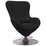 vidaXL Fauteuil œuf Noir 63 x 73 x 90 cm Velours