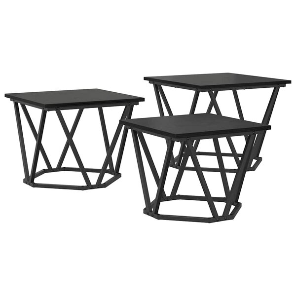 vidaXL Table basse 3 Pièces Chêne noir Bois d'ingénierie et acier