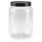 Bocal plastique 1500 ml à couvercle noir vissant (lot de 48)