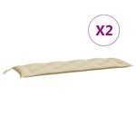 vidaXL Coussins de banc jardin lot de 2 beige 150x50x7 cm tissu Oxford