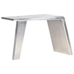 Bureau table poste de travail meuble d'ordinateur informatique étude style avion argenté 112 x 50 x 76 cm Métal argent 02_0023970