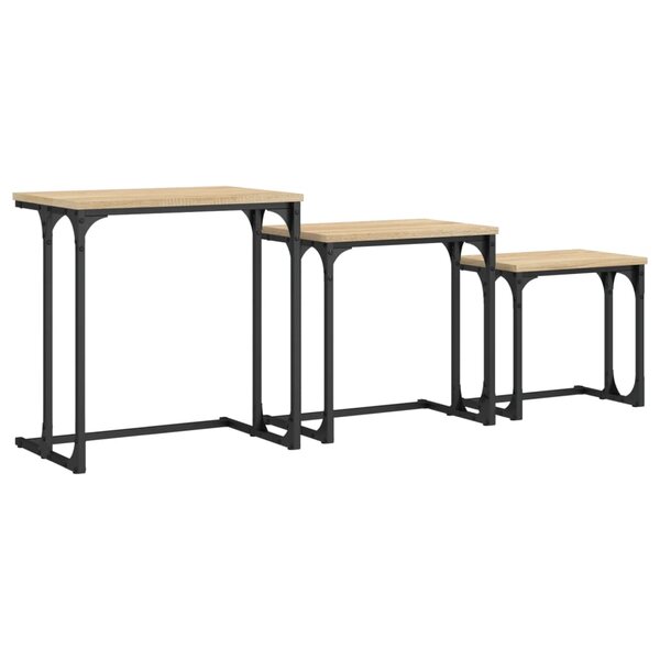 vidaXL Tables basses gigognes 3 Pièces chêne sonoma bois d'ingénierie