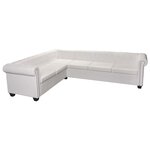 vidaXL Canapé d'angle Chesterfield 6 places en similicuir blanc
