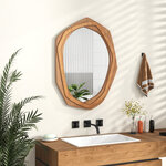 Miroir décoratif à cadre irrégulier grand miroir mural imperméable de 89 5 x 66 cm avec vis d'expansion miroir mural élégant pour salon naturel 20_0008911