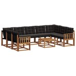 vidaXL Ensemble de canapés d'extérieur 10 Pièces Naturel et Noir