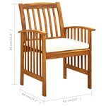 vidaXL Ensemble à manger de jardin 3 Pièces et coussins Acacia solide