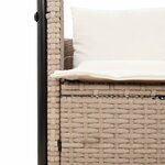 vidaXL Chaise longue double avec toit et rideaux beige résine tressée