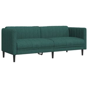 vidaXL Canapé à 3 places vert foncé tissu