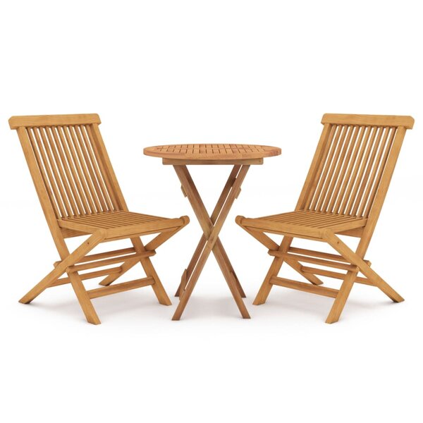 vidaXL Ensemble à manger de jardin 3 Pièces Bois de teck massif